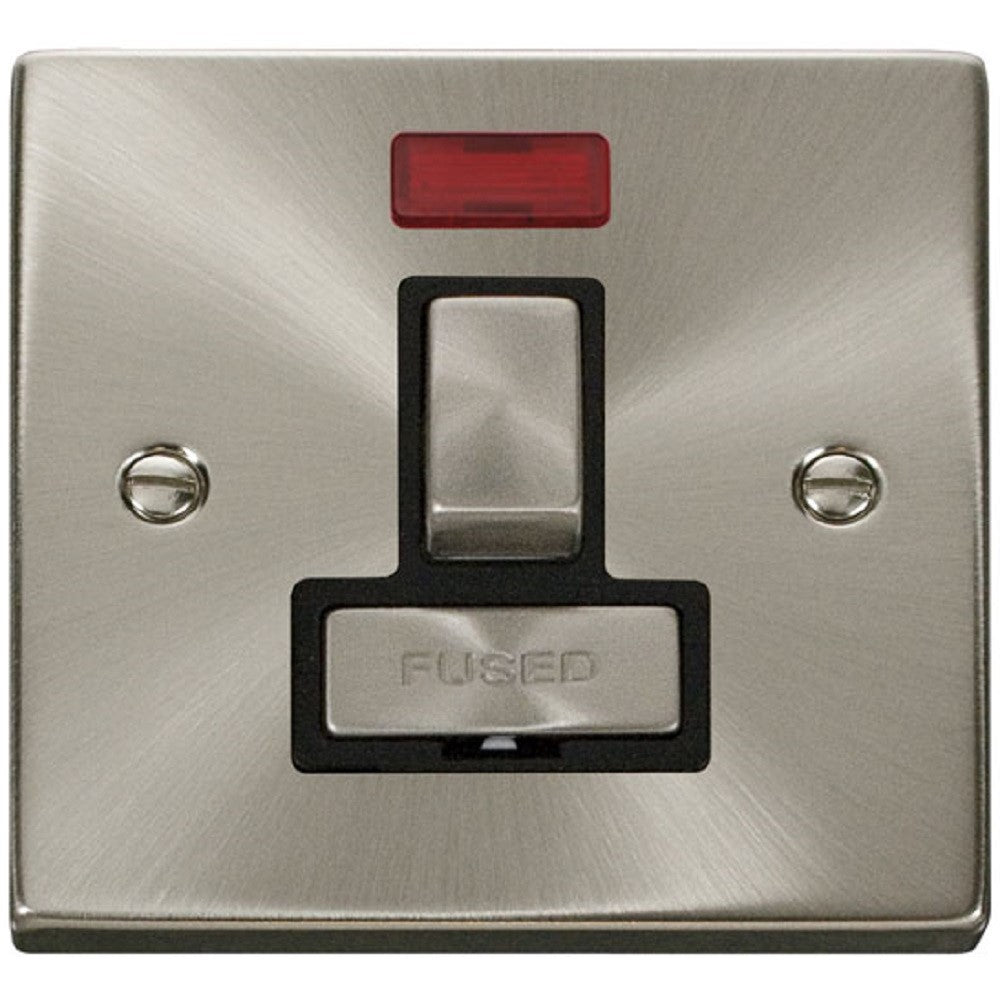 Click Deco Satin Chrome 13A Switched Spur Neon VPSC752BK - Modern Electrical Accessory for Home & Office Lighting Control