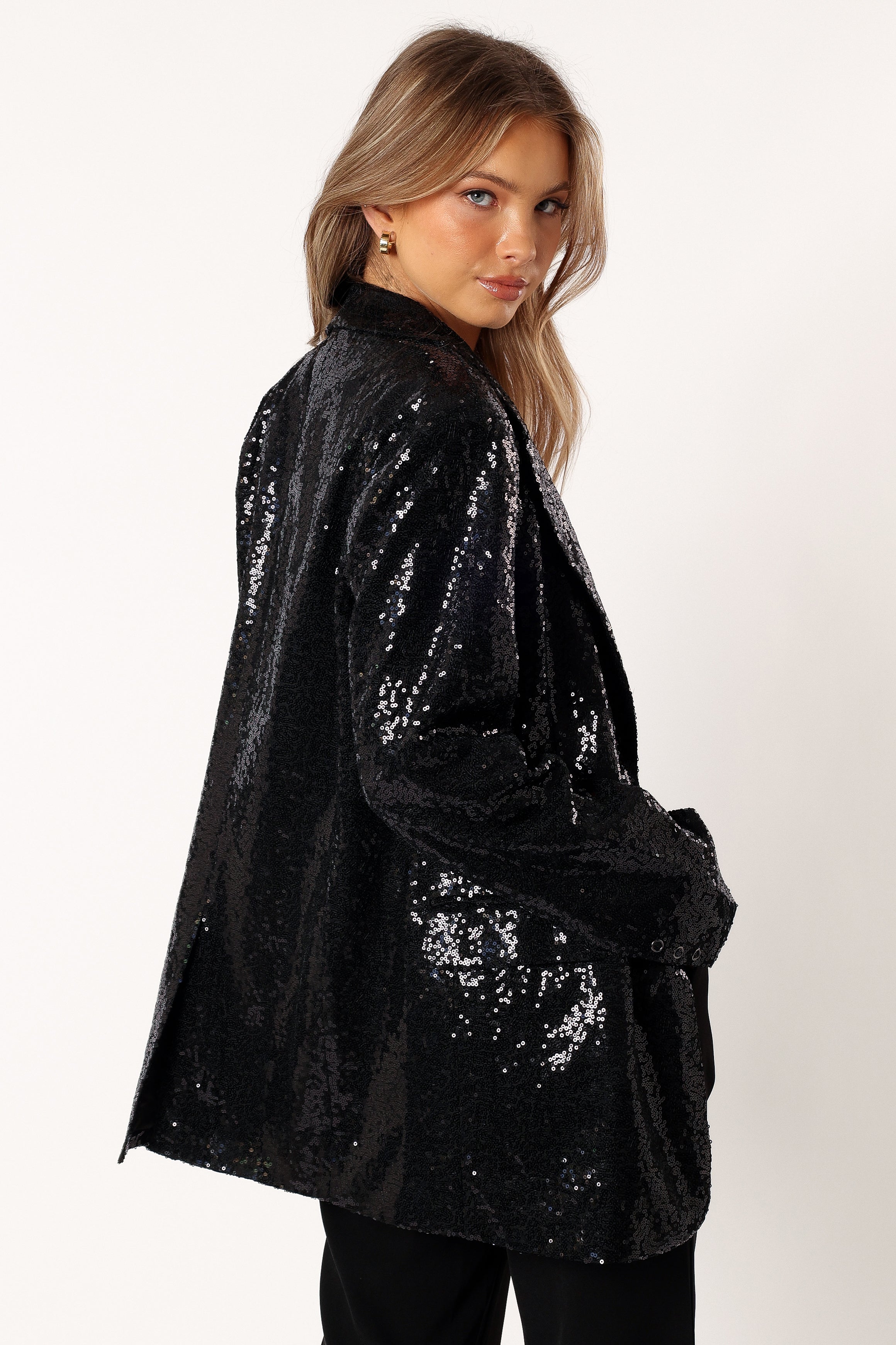 Delaney Sequin Blazer for Women - Elegant Black Sparkle Jacket for Party, Evening & Special Occasions