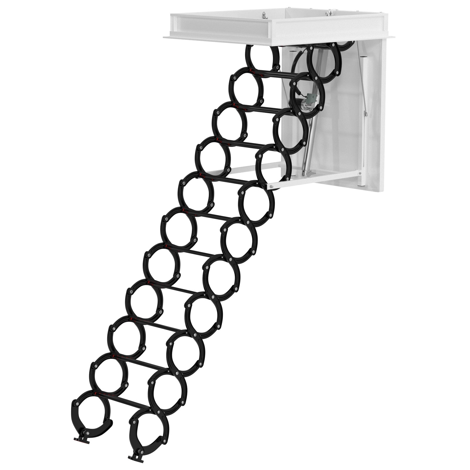 11 Steps 3m Electric Attic Ladder - Aluminum Folding Loft Ladder with Remote Control (31.5