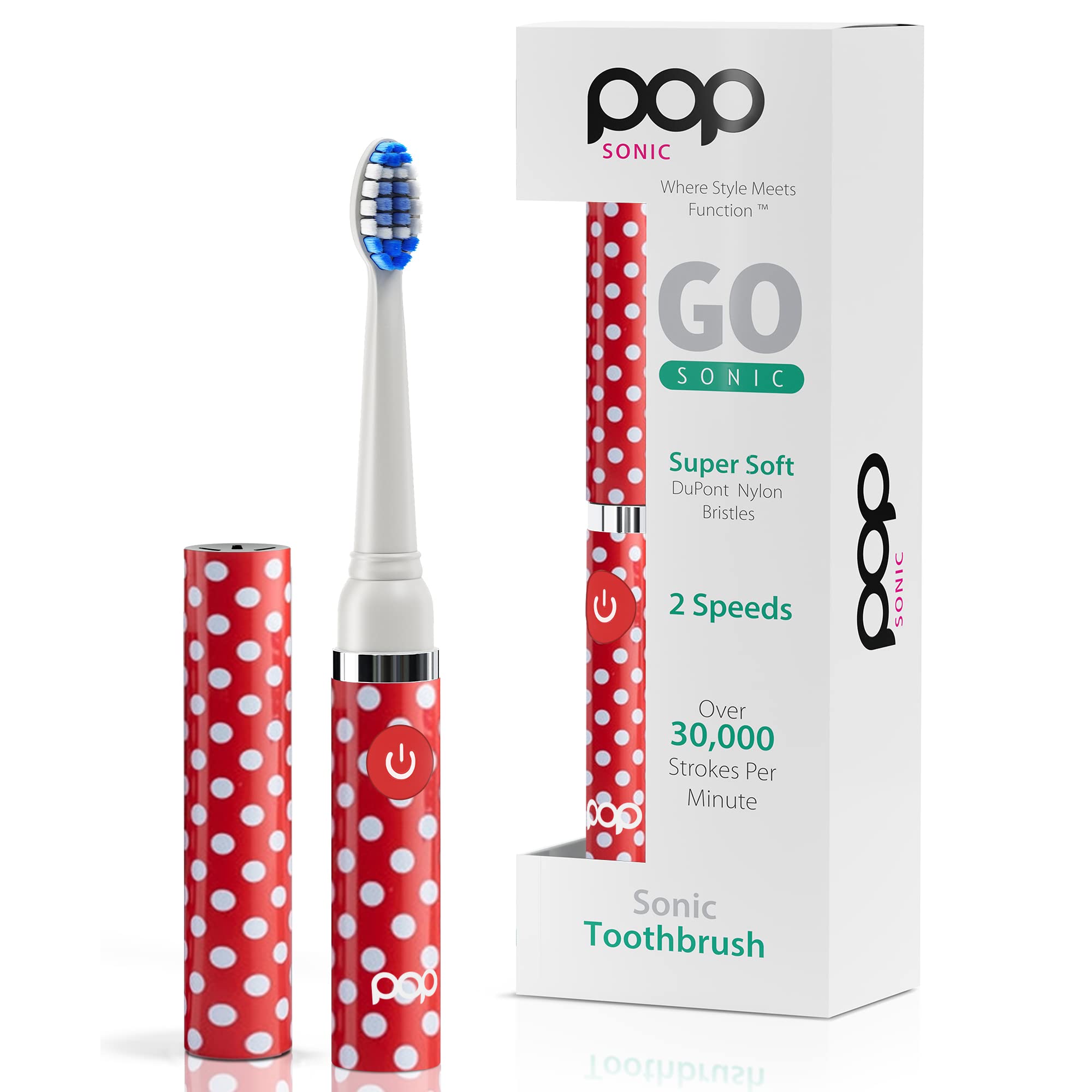 Pop Sonic Electric Toothbrush for Kids & Travel - 2 Speed Modes (15,000-30,000 RPM) with DuPont Nylon Bristles, Battery Powered (Includes AAA) | Perfect for Home, School & Family Trips
