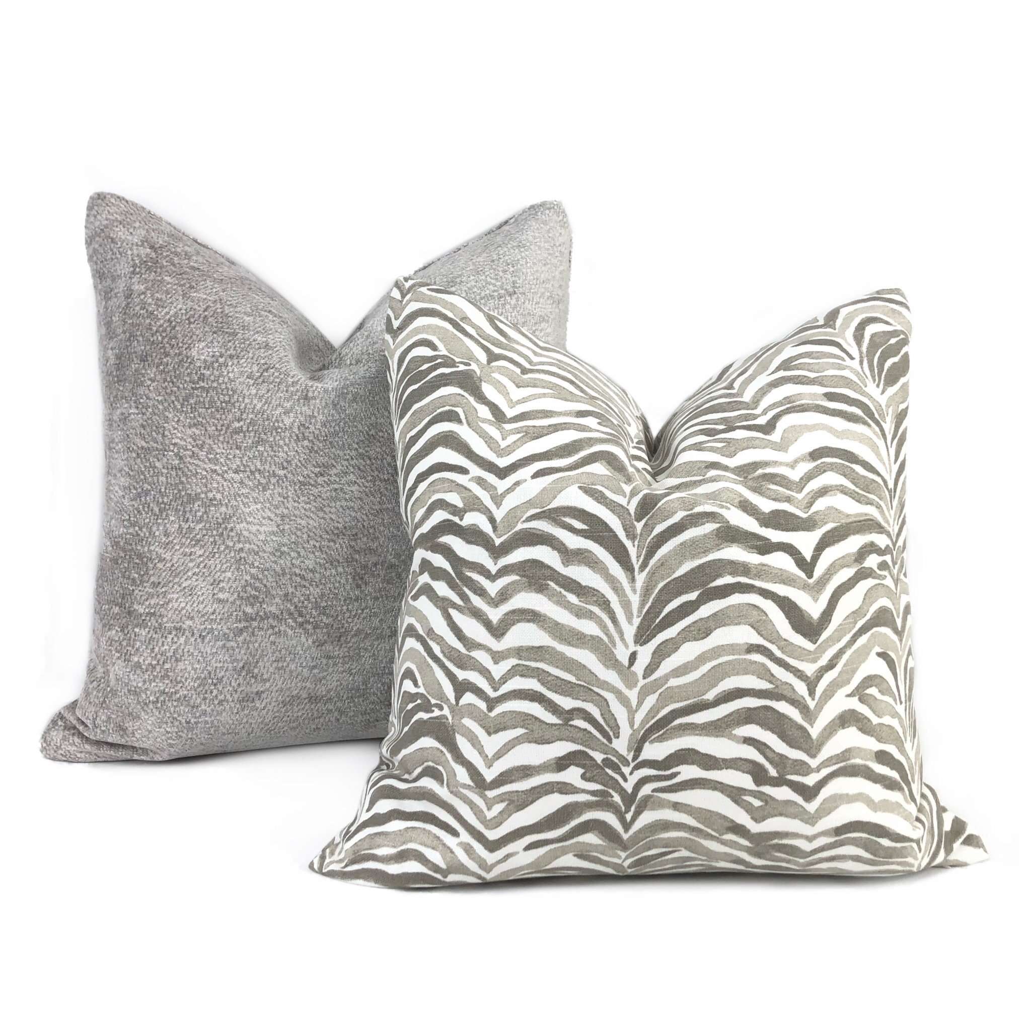Serengeti Taupe Gray White Animal Stripe Pillow Cover - Premium Lacefield Designs Fabric - Decorative Throw Pillow Case for Sofa, Bed & Home Decor
