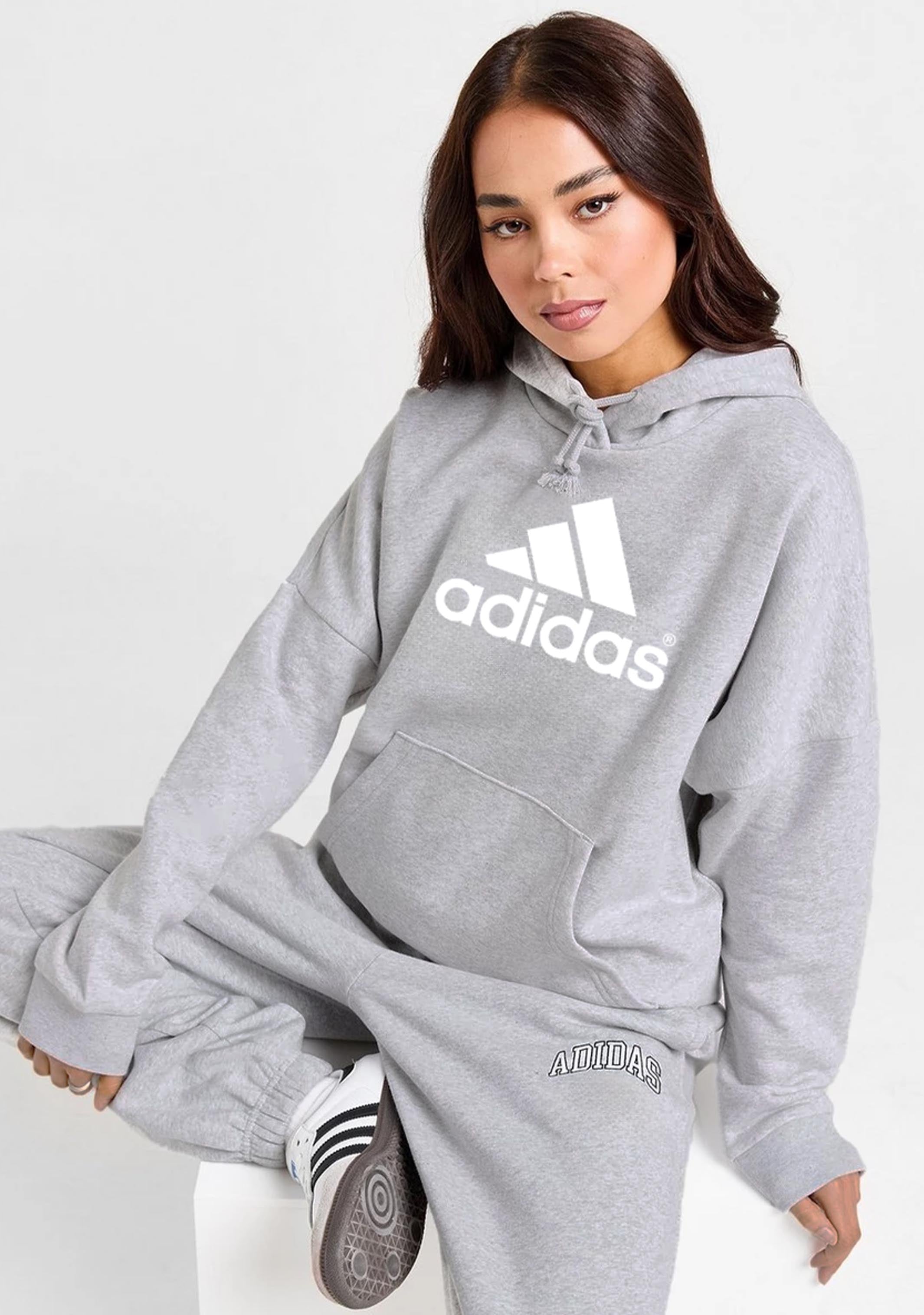 Adidas Women's Essential Boyfriend Logo Hoodie - Soft Fleece Pullover Sweatshirt with Front Pocket | Casual Loungewear, Gym Wear & Street Style Fashion