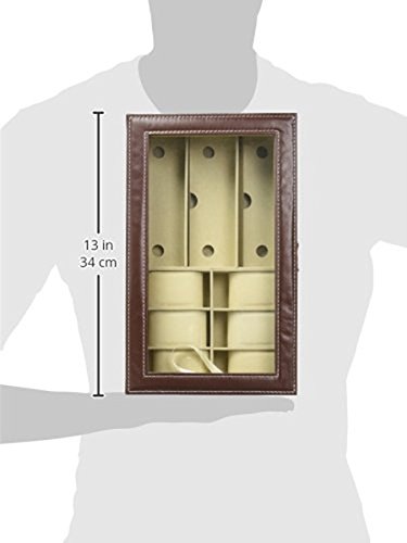 AUTOARK Genuine Leather 6-Slot Watch Box & 3-Piece Eyeglass Storage Organizer - Premium Sunglasses Display Case for Men & Women, Brown (AW-020) | Perfect for Home, Office & Travel Accessory Organization