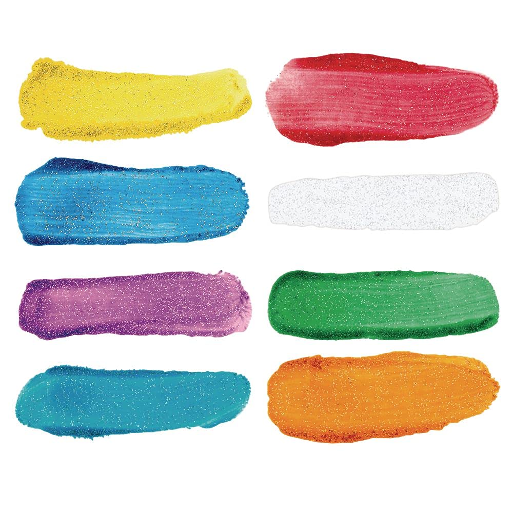 Colorations Washable Non-Toxic Glitter Finger Paint Set for Kids - 8 Vibrant Colors (16 fl oz Each) | Sensory Art Activities, Hand Painting, Classroom & Home Craft Projects