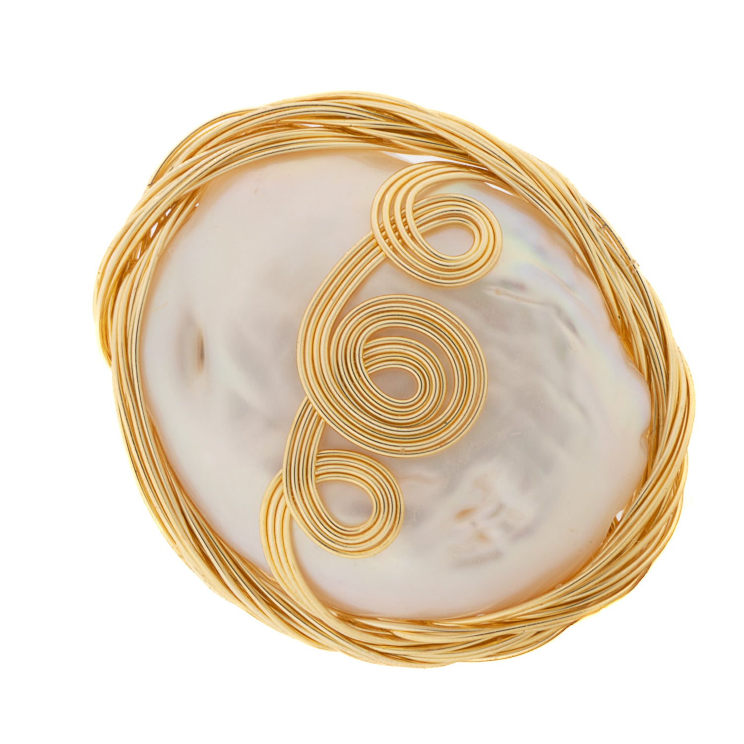 Cleopatra Gold Spiral Design Pearl Ring - Elegant Vintage Jewelry for Women, Perfect for Weddings, Parties & Special Occasions