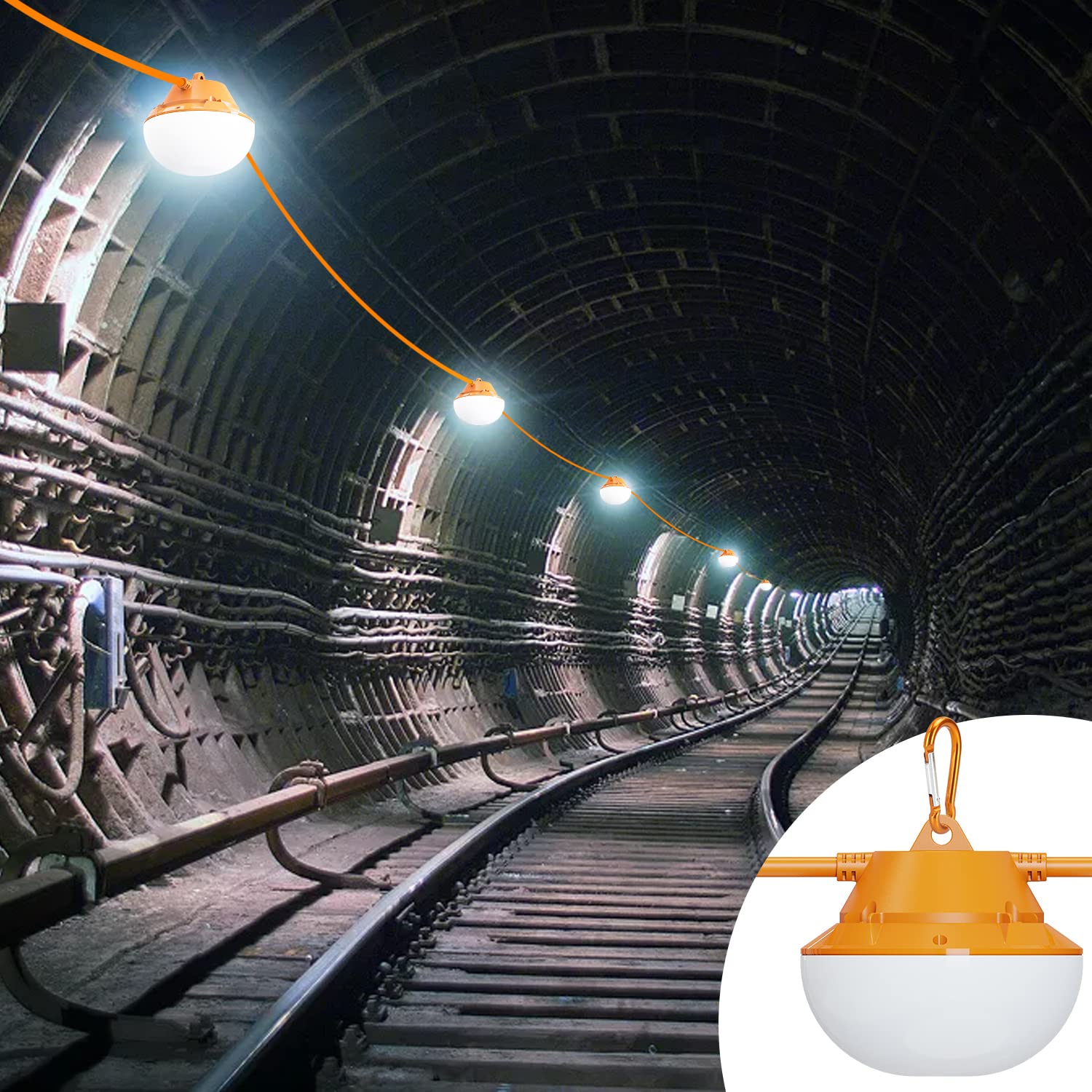 120FT 180W Construction String Lights - 18,000 Lumen LED Work Lighting for Job Sites, Outdoor, and Temporary Workspaces - Perfect for Construction, Warehouses, and Backyard Events