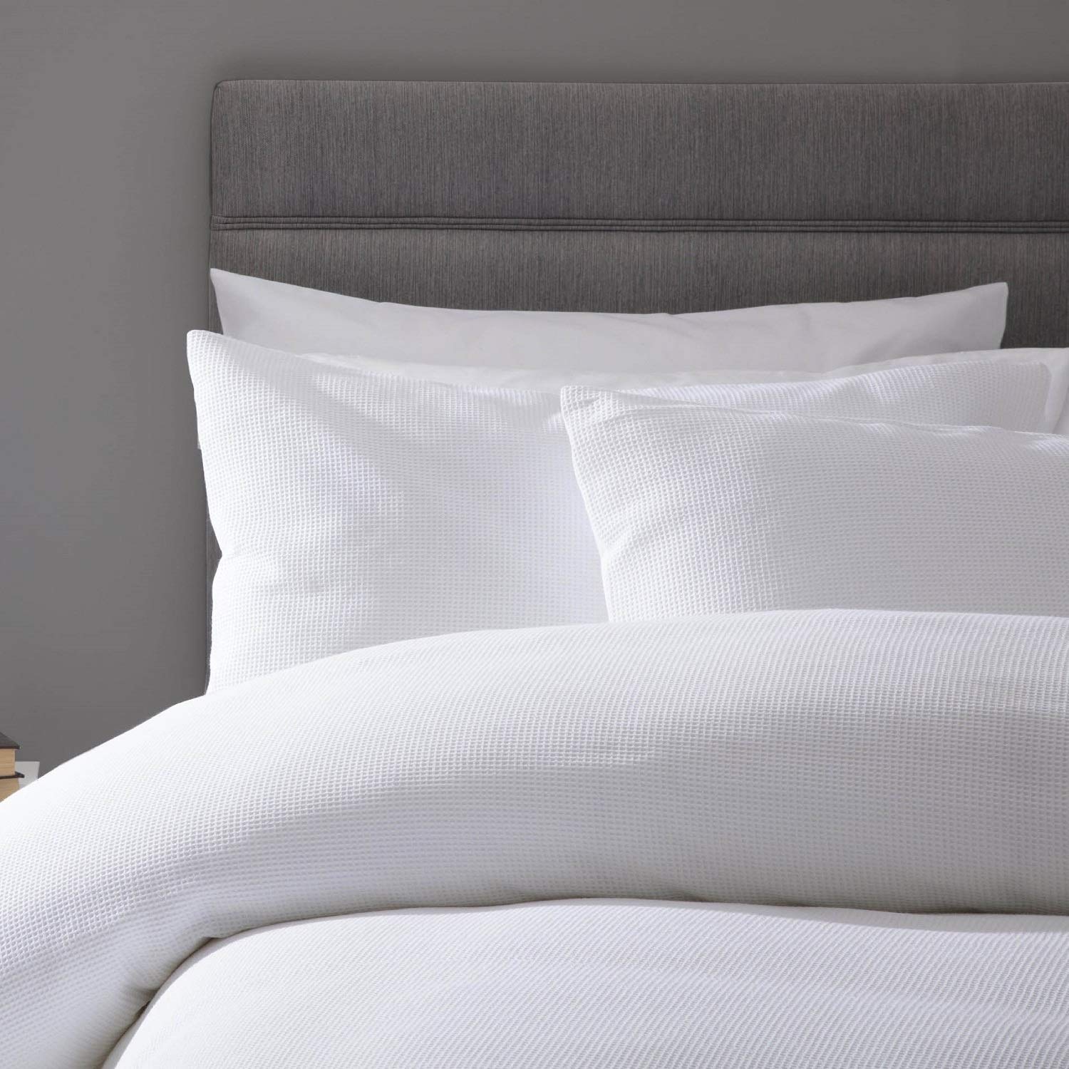 Belledorm Waffle Weave Cotton Duvet Cover Set - Queen Size, White - Soft & Breathable Bedding for Cozy Nights & Hotel-Style Comfort