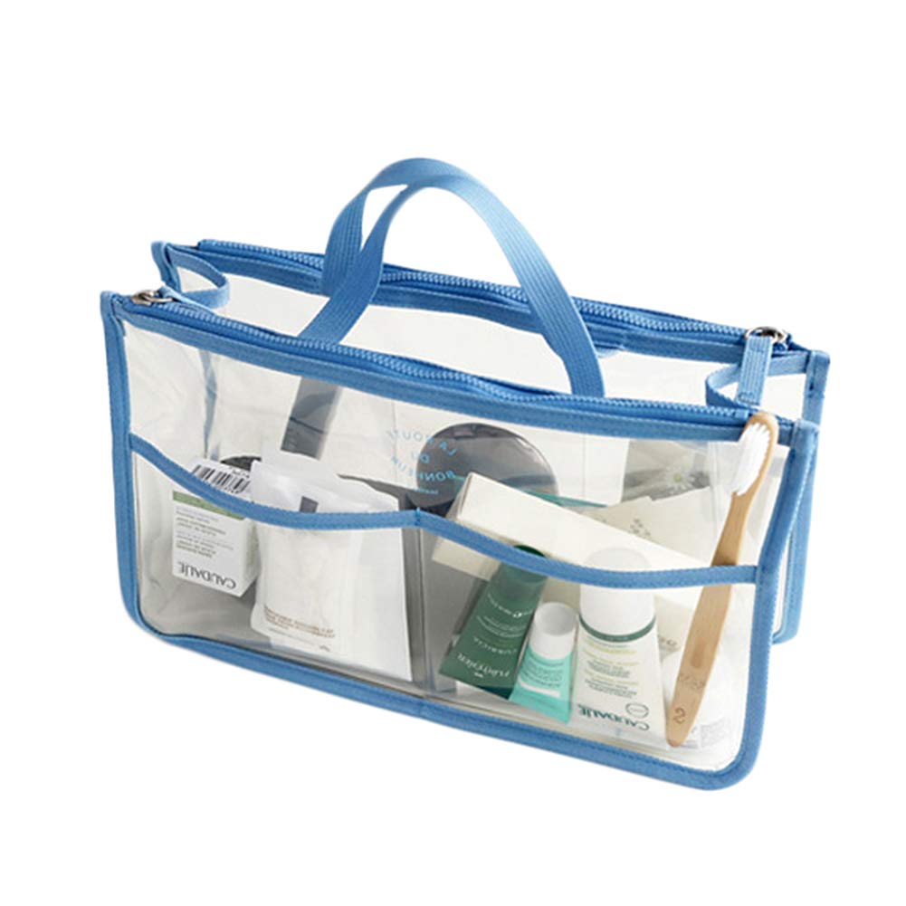 Portable Clear Handbag Organizer - Waterproof Cosmetic & Toiletry Storage Bag with Zipper & Handle - Perfect for Travel, Makeup, Backpack Insert & Tote Organization