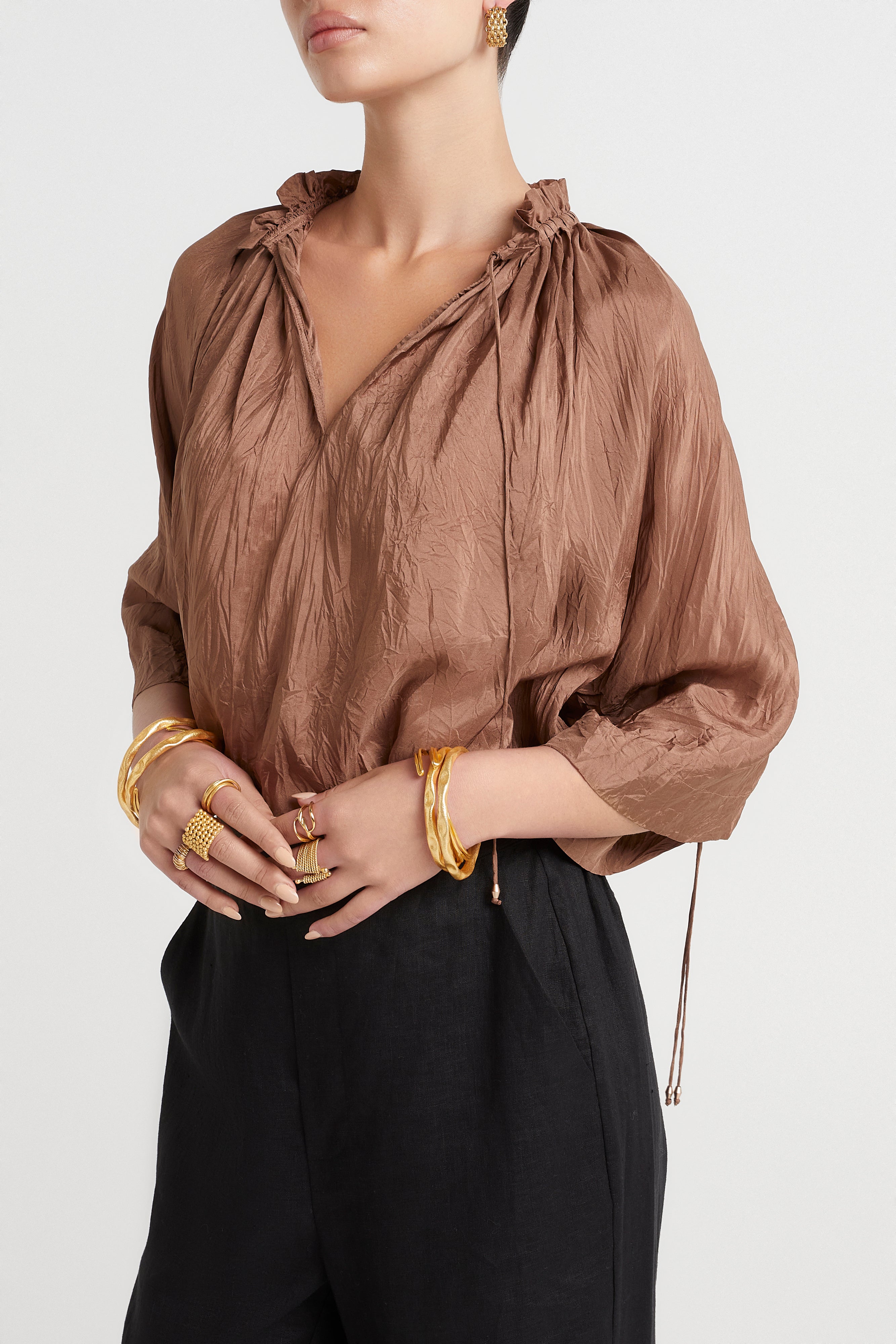 Husk Delphi Top - Women's Casual Blouse in Mocha Brown | Perfect for Office Wear, Date Nights & Everyday Outfits