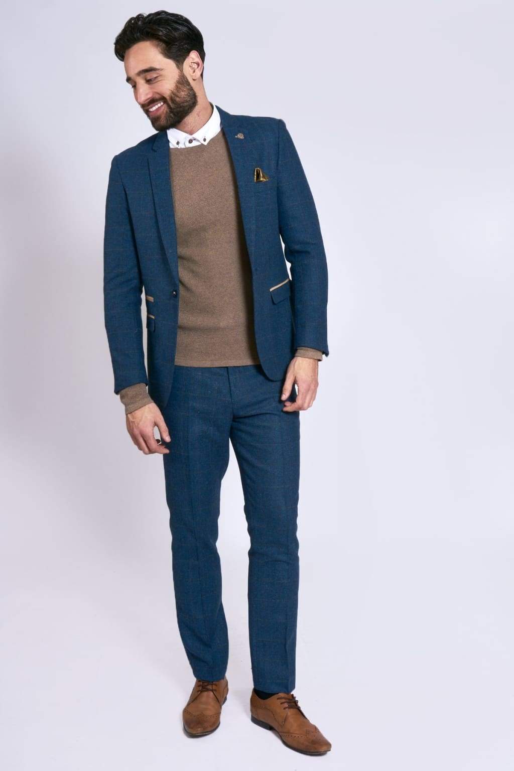 Marc Darcy Dion Blue Tweed 2 Piece Suit for Women - Elegant Office & Wedding Blazer Set - Perfect for Business Formal, Cocktail Parties & Special Occasions