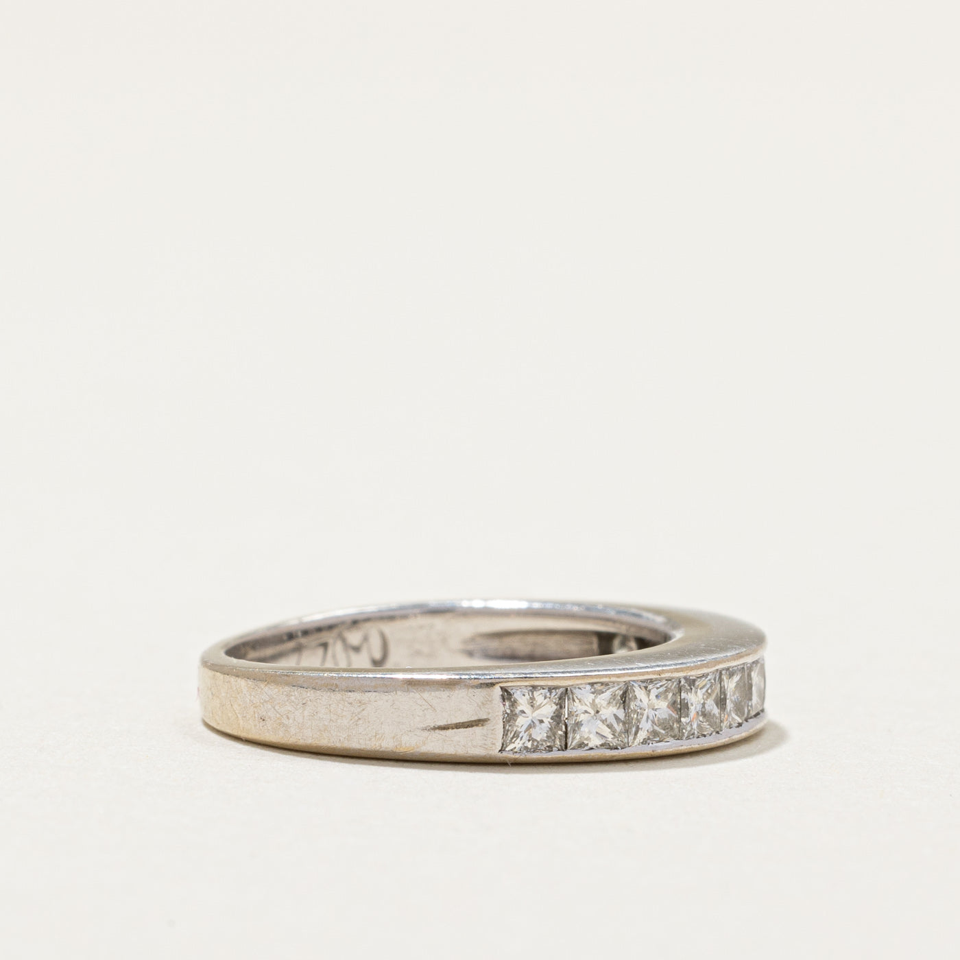 Princess Cut Semi Eternity Diamond Wedding Band - 0.60 Carat Total Weight (CTW) | Size 3.75 | Perfect for Engagement, Anniversary, or Bridal Jewelry Gift