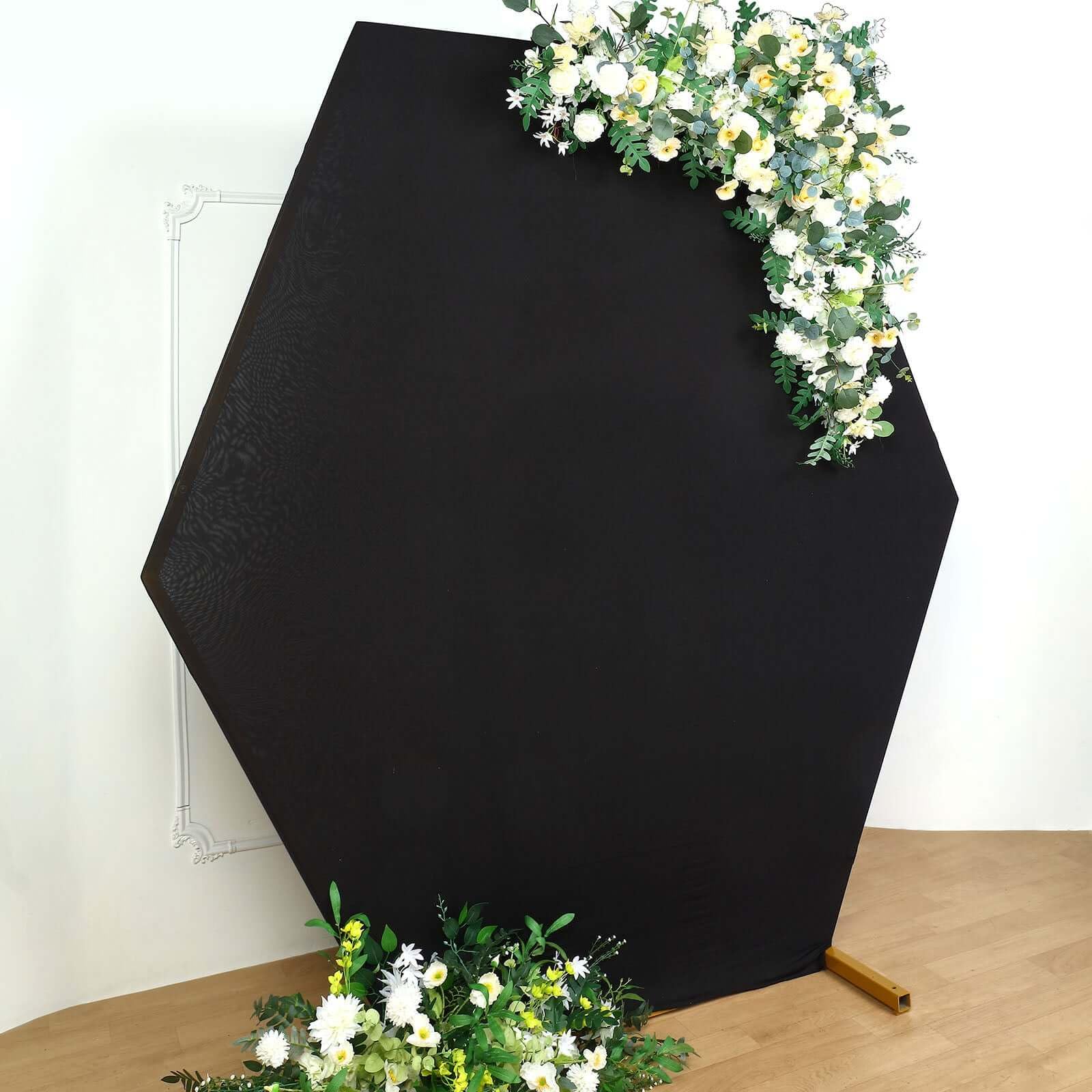 8ft Black 2-Sided Spandex Wedding Arch Cover for Outdoor Ceremonies