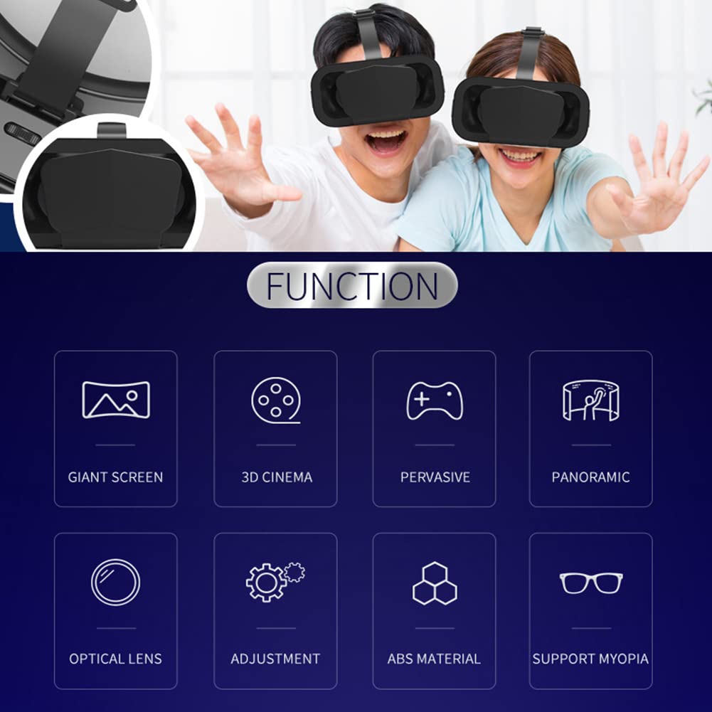 GEZICHTA 3D VR Headset Virtual Reality Glasses - 360° Panoramic View, Anti-Blue Light, Adjustable Pupil Distance & IPD - HD Immersive VR Goggles for Movies, Gaming, Education & Virtual Tours (Black)
