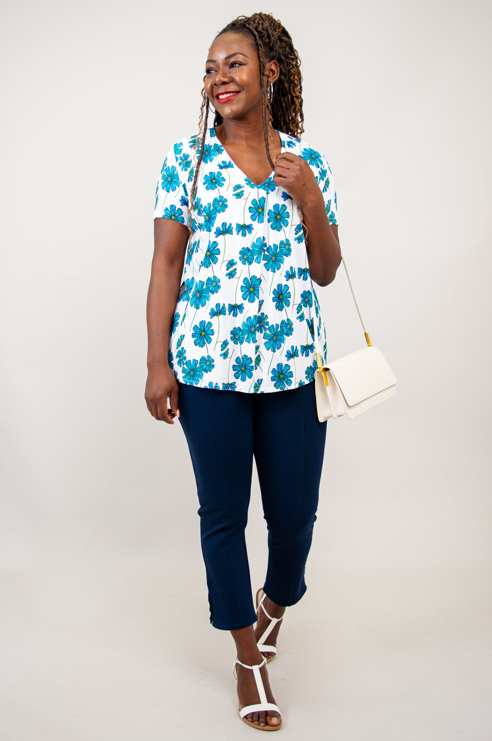 Bailey Short Sleeve Top for Women - Soft Linen Bamboo Blend in Aster Purple - Perfect for Summer, Casual Outings & Beach Wear