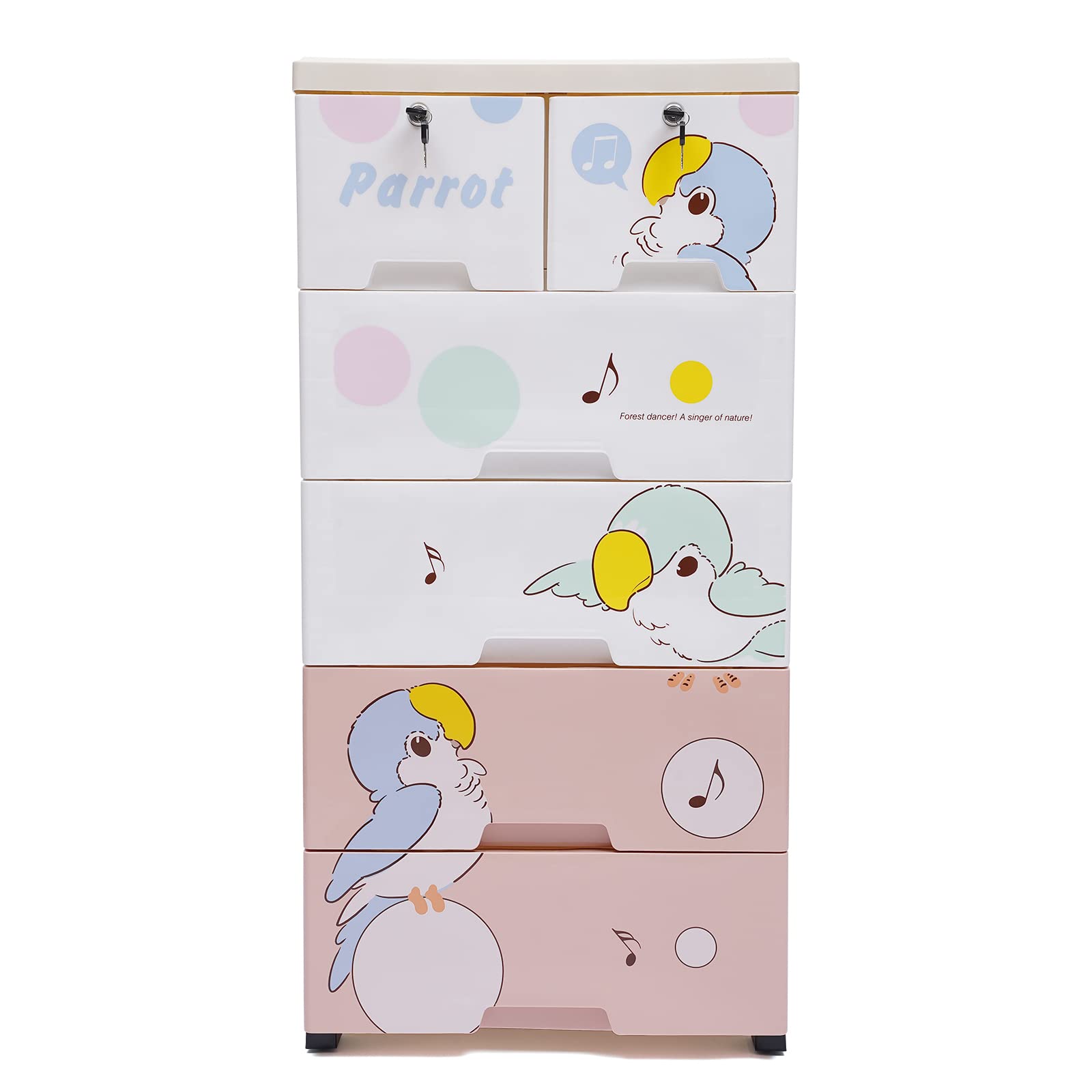 6-Drawer Plastic Dresser Organizer for Clothes - 19.69x13.78x40.16 Inches, Multi-Color Storage Drawers with Locks & Easy Pull Handles | Perfect for Bedroom Closet, Kids Room, Dorm Organization & Space-Saving Storage