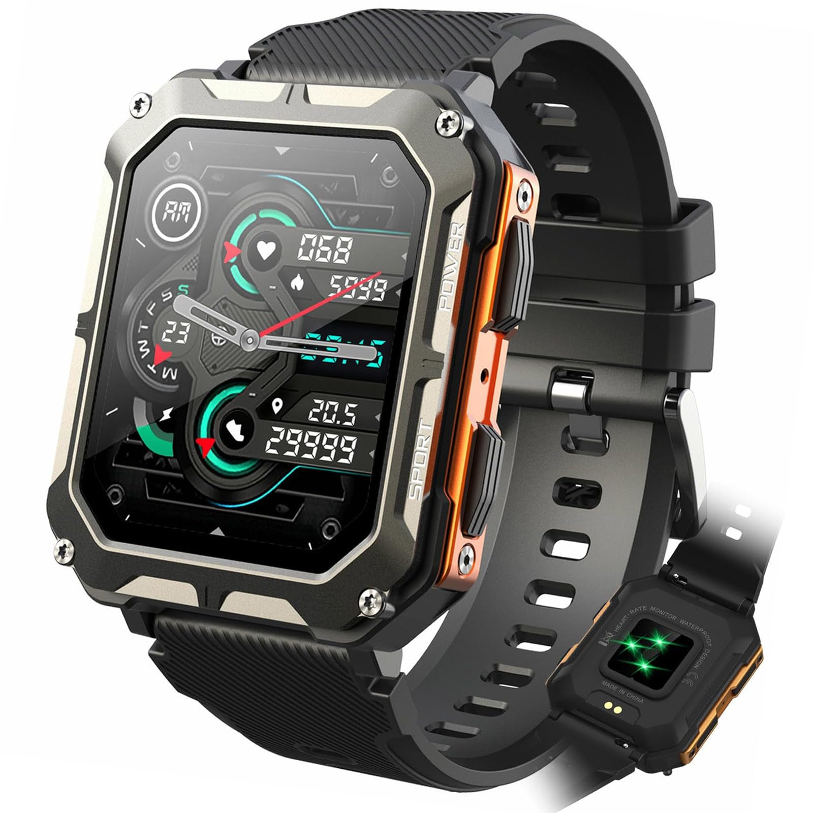 Njord Gear Rugged Smartwatch - IP68 Waterproof, Military Fitness Tracker for Android & iPhone - Outdoor Sports & Hiking