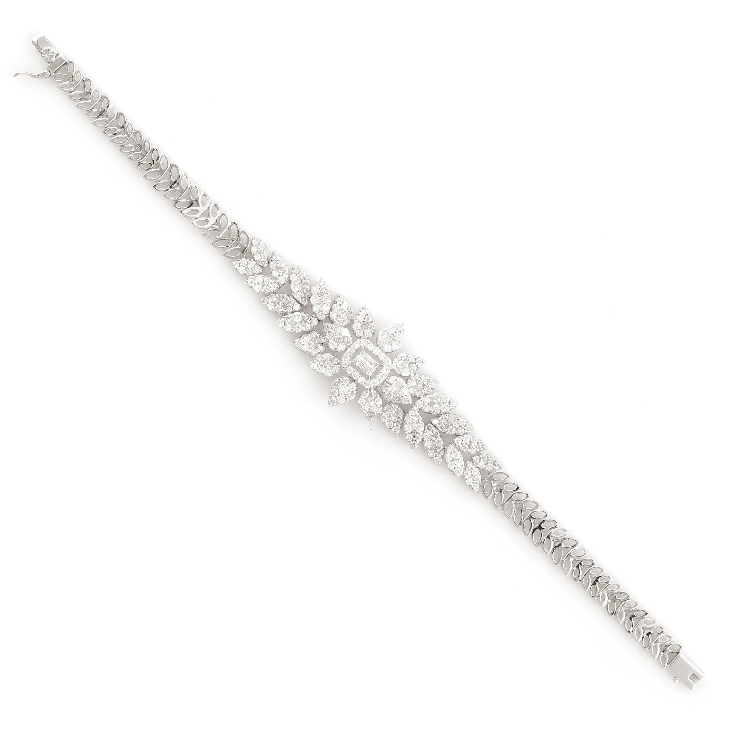 18K White Gold Pave Diamond Bracelet for Women - Flexible & Adjustable Design, Elegant Everyday Jewelry Gift for Her