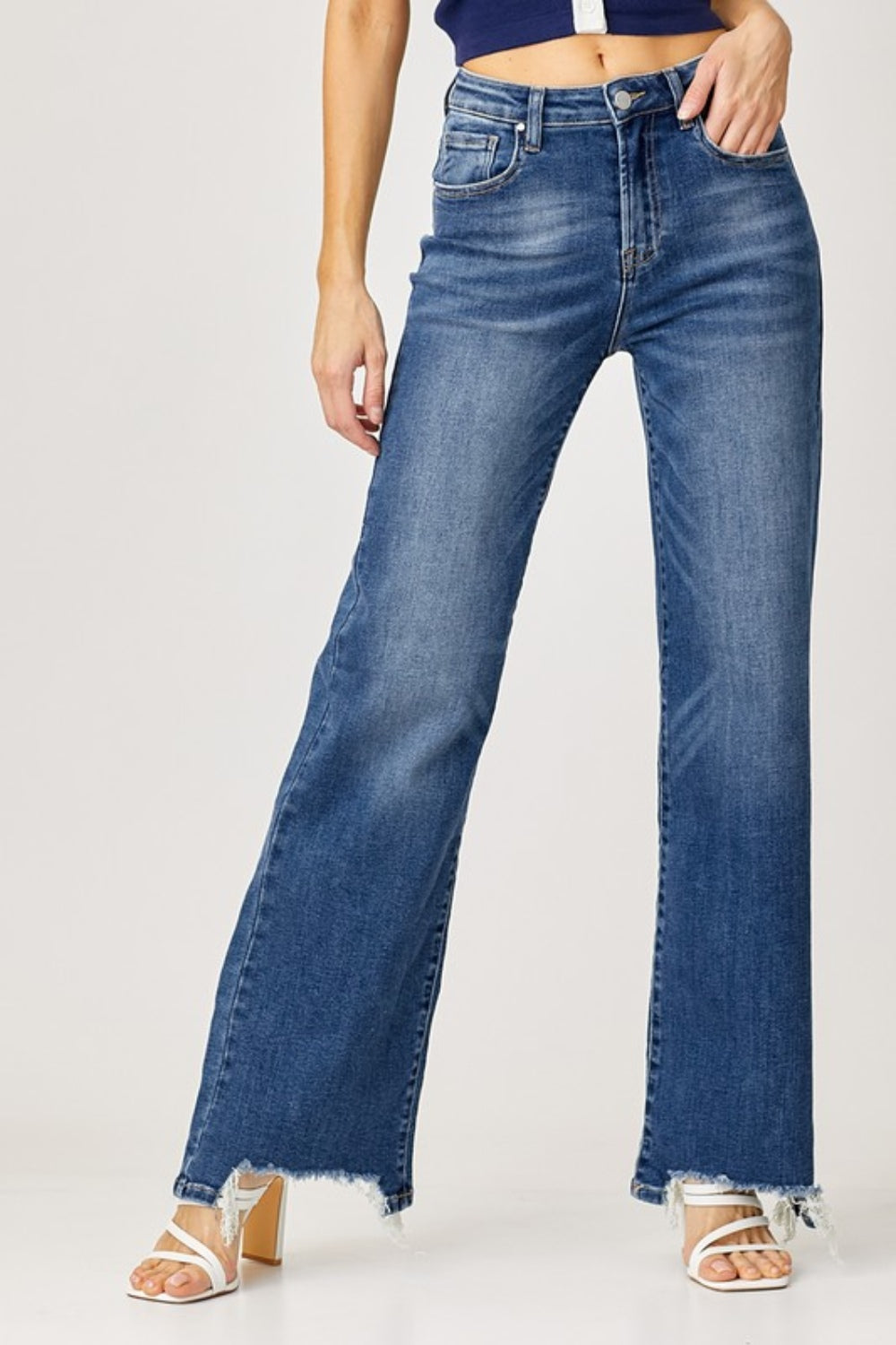 Best Full Size High Rise Frayed Hem Wide Leg Jeans for Women - Trendy Distressed Denim Pants for Casual Outfits & Streetwear Fashion