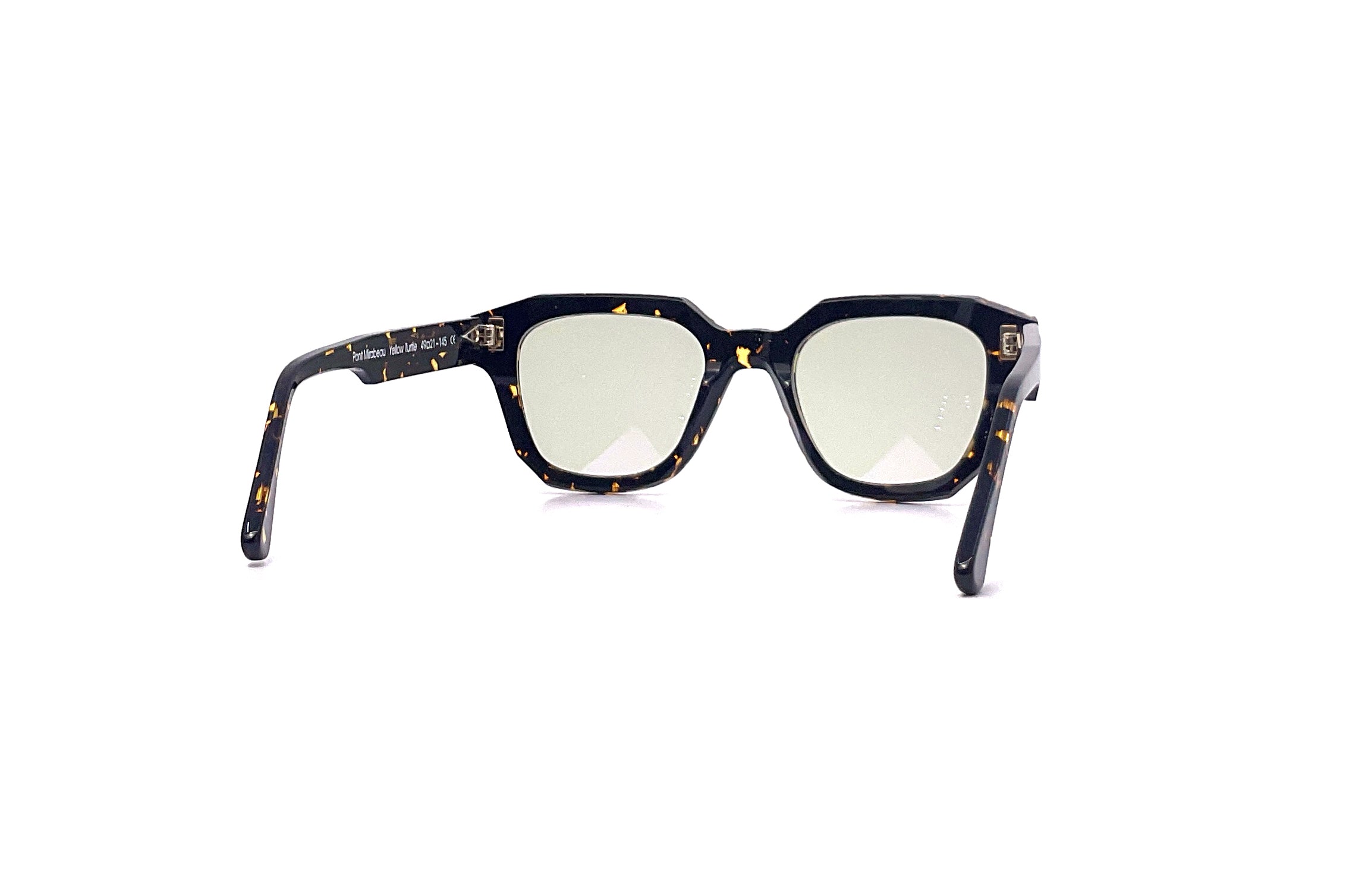 Ahlem Point Mirabeau Sunglasses - Yellow Turtle & Green Light Frame - UV Protection, Fashionable & Lightweight for Outdoor Activities, Beach, and Driving