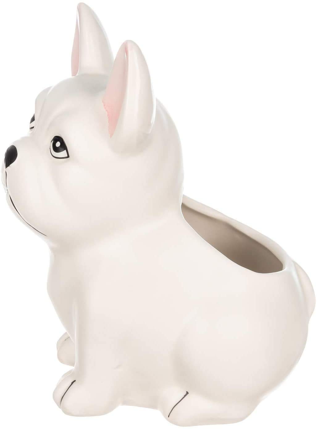 Cute Bulldog Succulent Planter - Ceramic Animal Flower Pot for Indoor Plants | Home Office Desk Decor, Gift for Plant Lovers