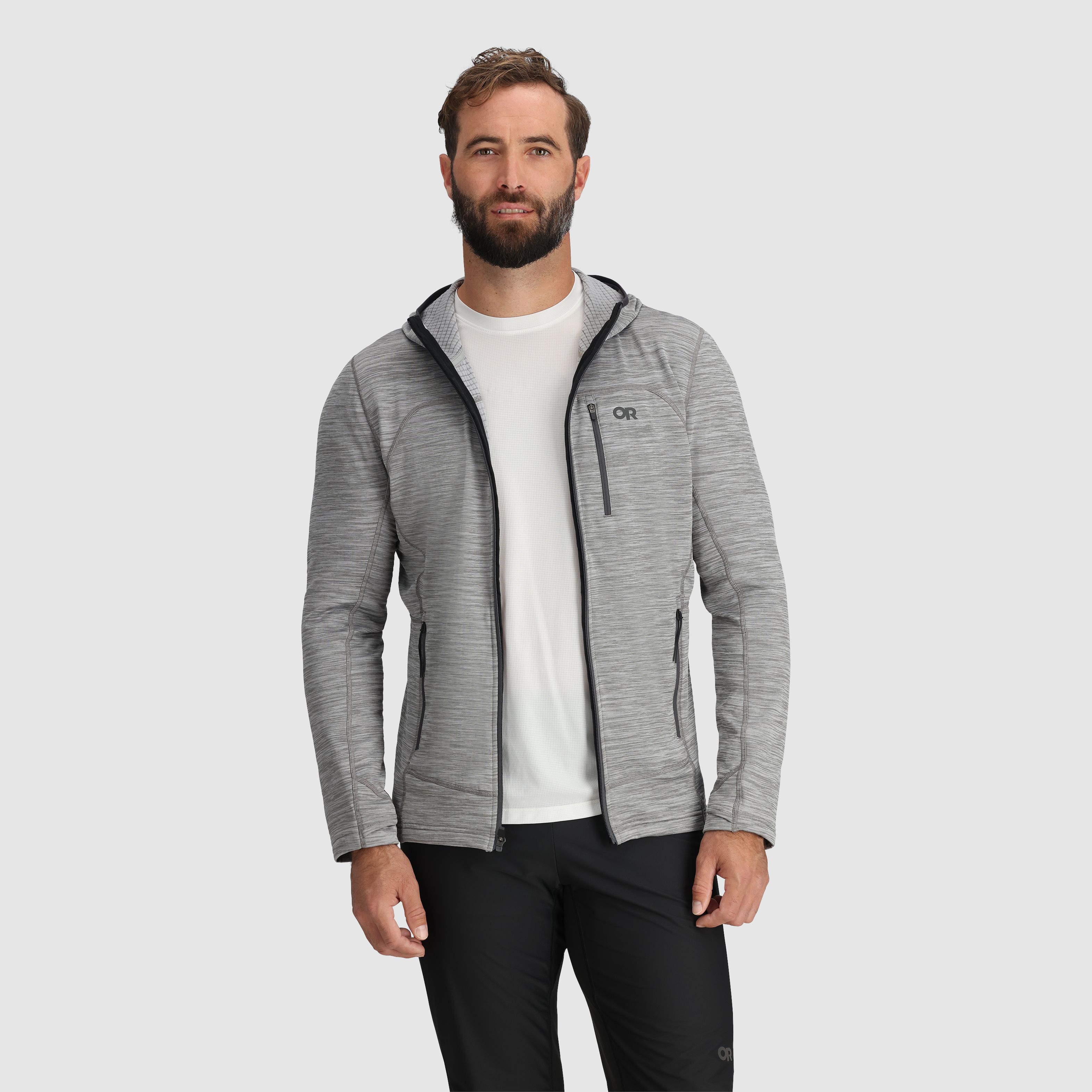 Men's Vigor Grid Fleece Full Zip Hoodie - Lightweight Warm Jacket for Outdoor Activities, Hiking & Casual Wear