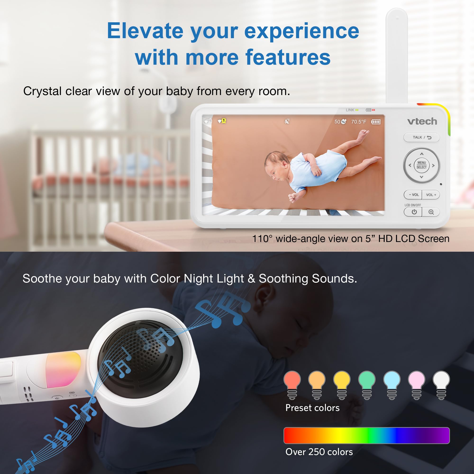 VTech VC2105 1080p FHD WiFi Smart Baby Monitor with 5