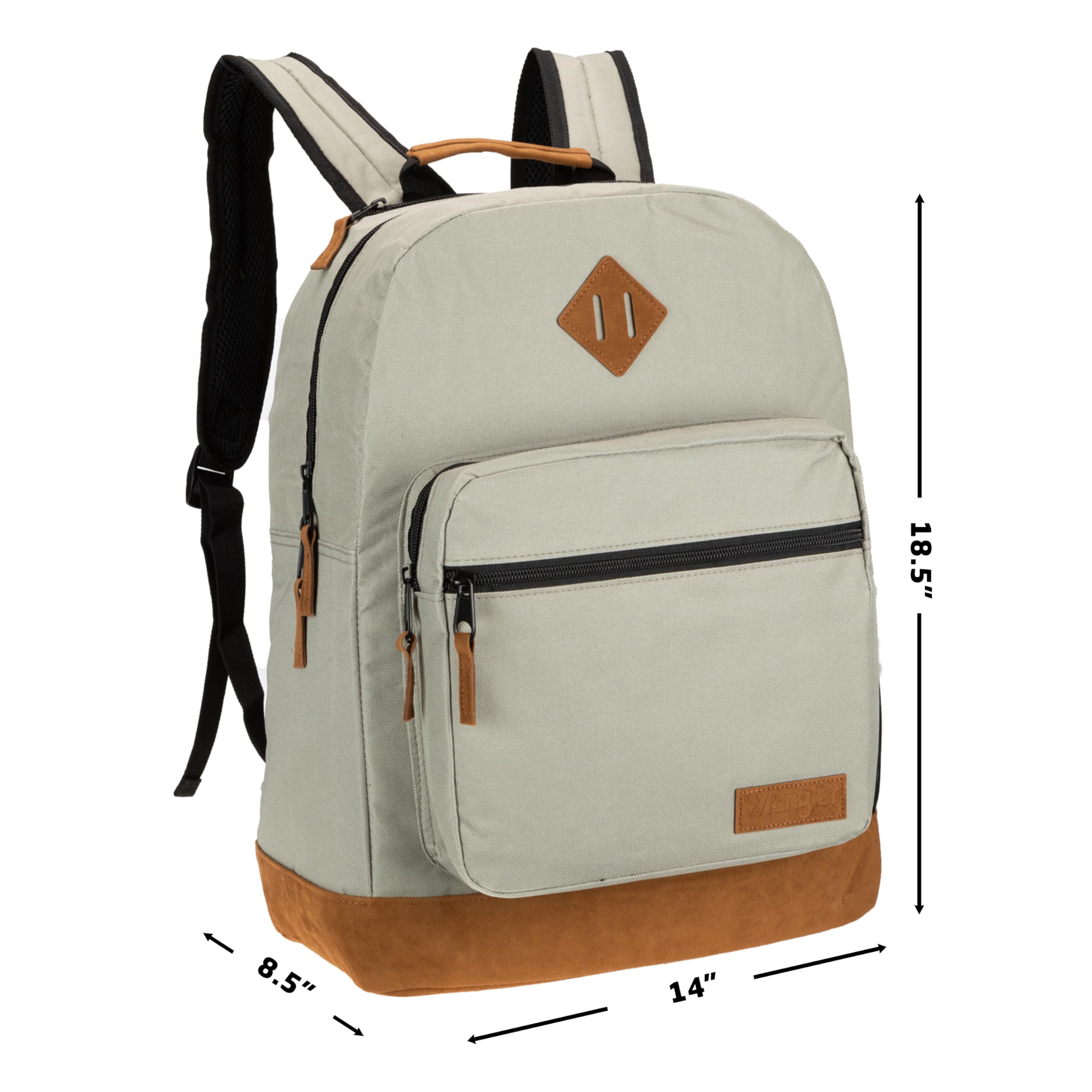 **Wrangler Yellowstone Western-Style Backpack - Water Resistant Coated Polyester Daypack for Travel, School & Work - Includes Padded Laptop Sleeve (Coated Grey) - Perfect for Hiking, Commuting & Campus Life**