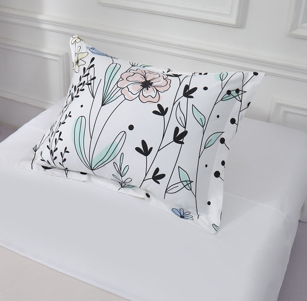 Organic Cotton Printed Doodle Garden Comforter Set - Soft Bedding for Kids & Teens - Perfect for Nursery, Dorm Room & Cozy Bedroom Decor