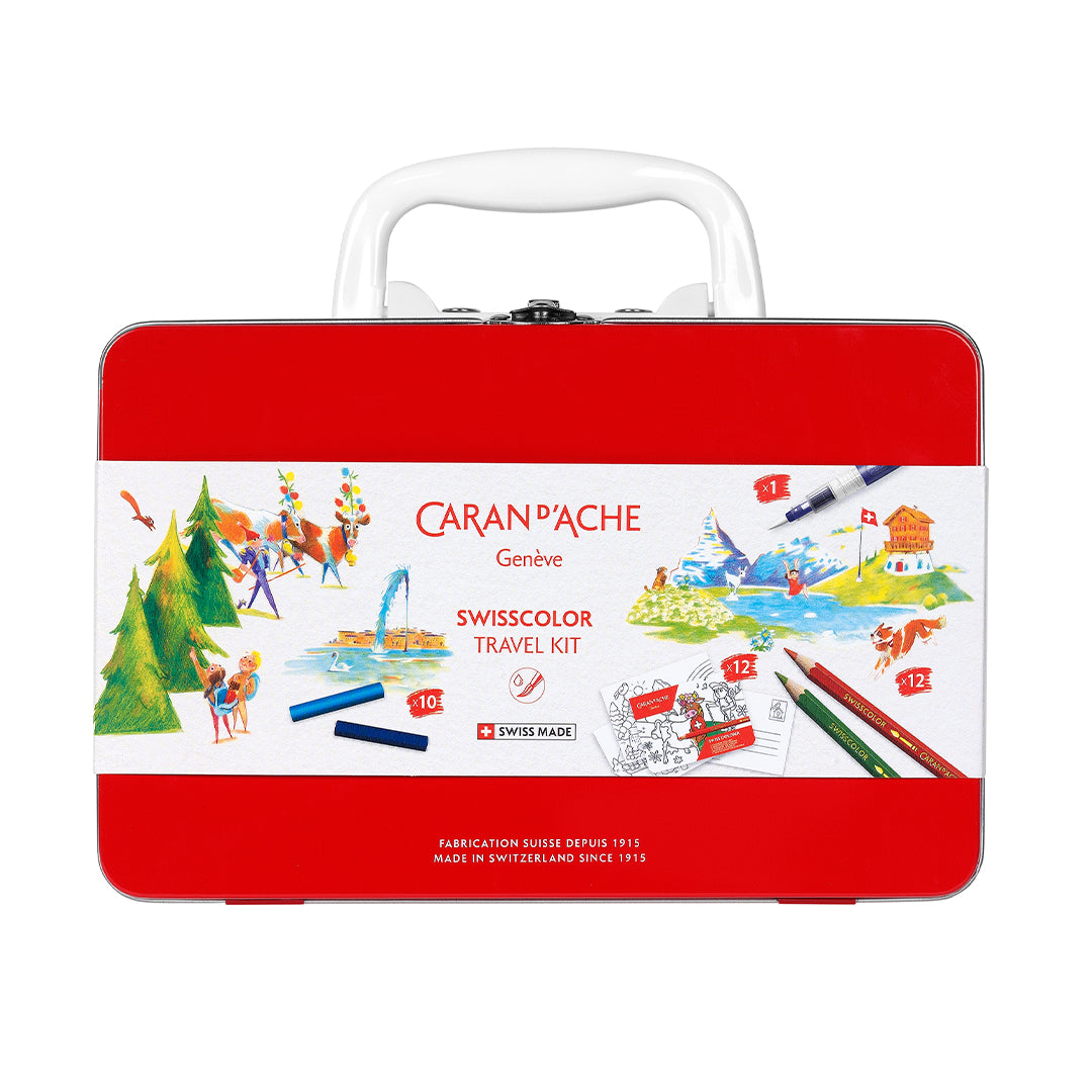 Premium Caran d'Ache Swisscolor Watercolor Pencil Travel Set - 24 Vibrant Colors for Artists, Sketching & Outdoor Painting - Portable Art Supplies for Travel, Plein Air & Urban Sketching