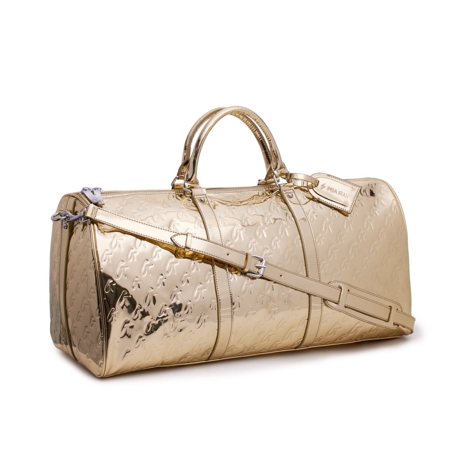 Luxury Metallic Monogram Duffle Bag - Gold Shine Travel Duffel for Gym, Work & Weekend Getaways - Stylish Carry-On Bag for Men & Women