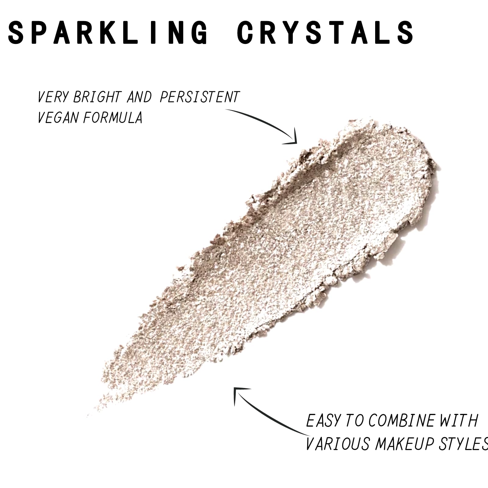 Shimmer Glitter Eyeshadow Palette - Korean Eye Glitter Makeup with Ultra-Blendable Sparkle in Silver, Champagne & Gold | Metallic Pigmented Single Shade for Party, Night Out & Special Occasion Makeup