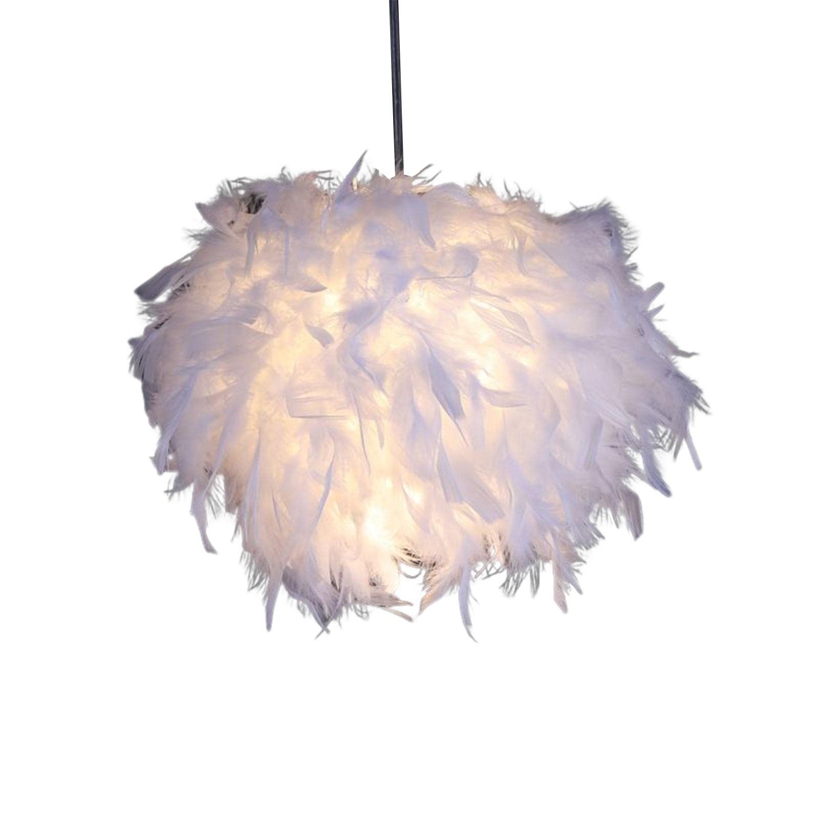 Baoblaze Modern Feather Lamp Shade - 11.02 Inch Elegant Lighting Fixture for Bedroom, Living Room & Wedding Decor - Desk Lamp Cover, Pendant Light Shade, Ceiling Light Cover for Home Decoration & Ambient Lighting