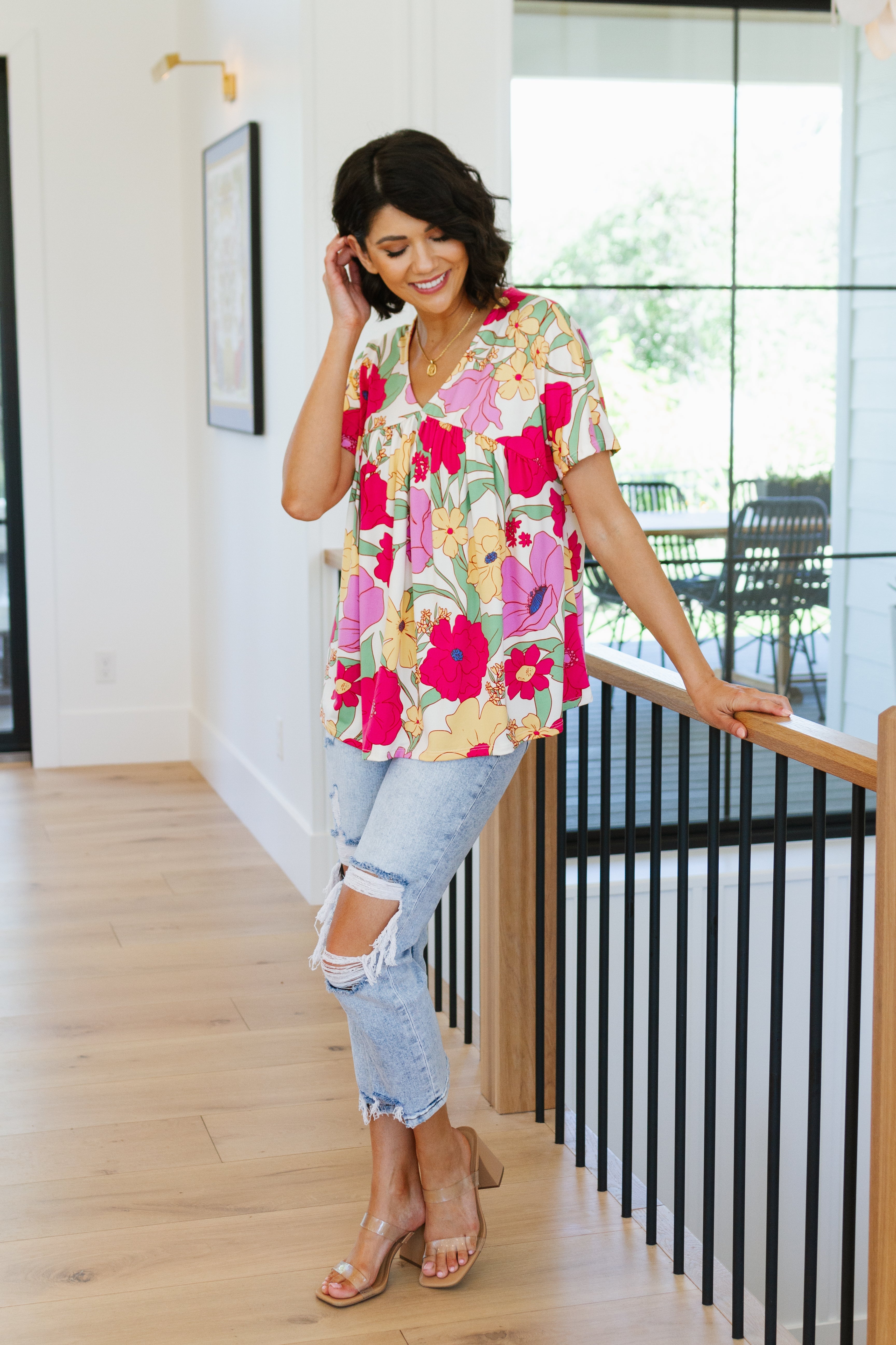 Do It Anyways Floral Print Women's Blouse - Elegant Flowy Top for Casual Wear, Office Outfits & Summer Dresses