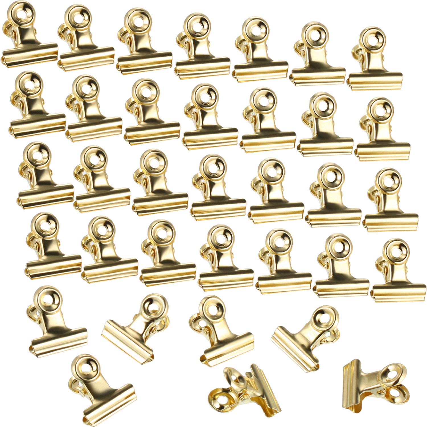Boao 100-Piece Mini Metal Hinge Clips for Photos, Maps, Drawings, Artwork & Papers - 0.87 Inch Light Gold Clips - Perfect for Scrapbooking, Office Organization & Price Tagging