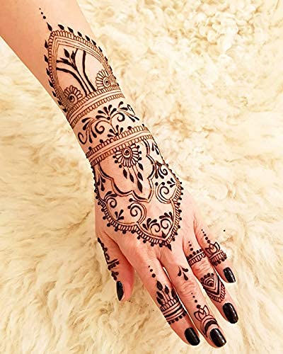 Premium Henna Tattoo Stencil Kit for Hands, Body, Fingers & Face | Safe Temporary Mehndi Designs for Kids, Women & Girls | Black FBATAT-01 Set | Perfect for Parties, Weddings & Festive Celebrations