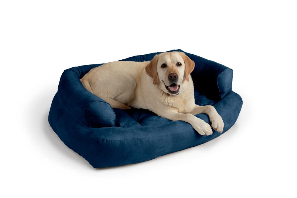 Luxury Microsuede Pet Sofa for Small Dogs - Cozy Sapphire Pet Bed for Home & Travel
