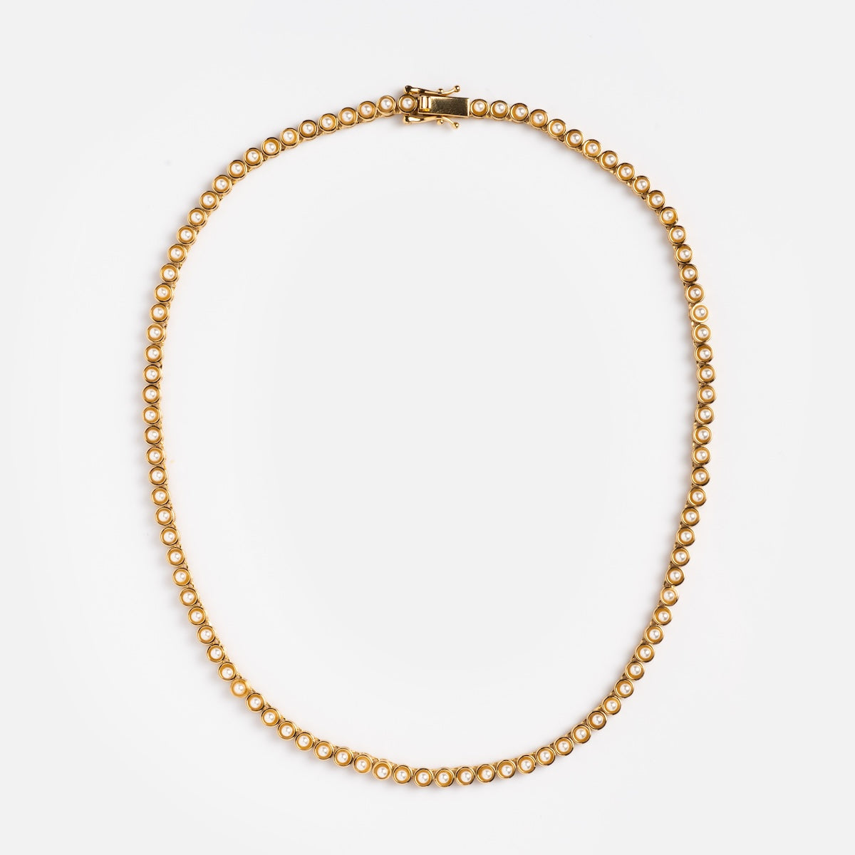 Exquisite Pearl Tennis Necklace for Women - Elegant 14K Gold Plated Pearl Choker - Perfect for Weddings, Parties & Special Occasions