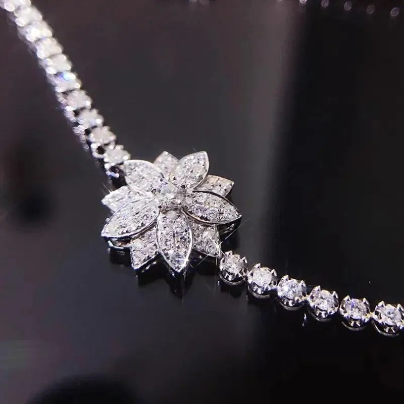 18K White Gold Diamond Bracelet - 1.5 Carat Real Natural Diamond Bangle for Women | Wedding, Engagement, Anniversary Jewelry Gift | Perfect for Bridal Party, Romantic Occasions & Special Celebrations