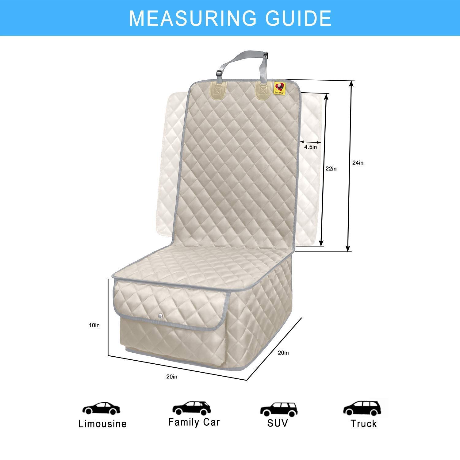 Premium Waterproof Dog Seat Cover for Cars - Heavy Duty, Non-Slip Pet Protection for Back & Front Seats | Universal Fit, Heat Resistant & Scratch Proof | Ideal for Travel, Daily Commutes & Family Road Trips (Beige)