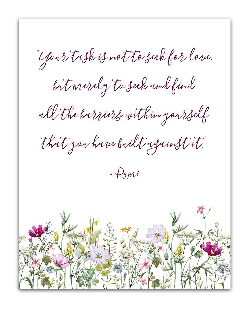 TJ Originals - Motivational Wall Art with Rumi Quotes for Home & Office Decor (11x14 Unframed)