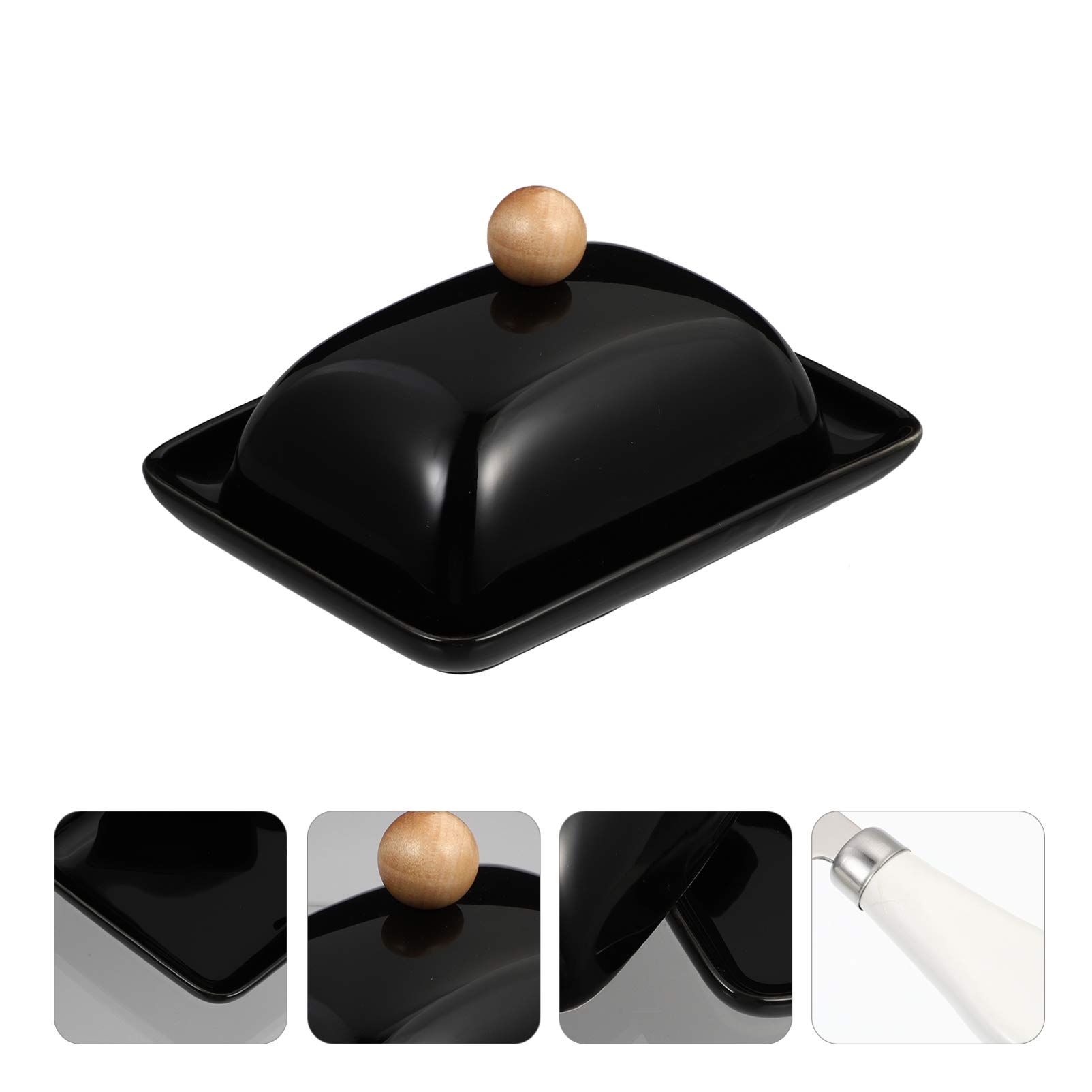 1pc Ceramic Butter Dish with Lid - Cheese Tray & Food Storage Container - Airtight Kitchen Gadget for Butter, Cheese & Snacks - Perfect for Dining Table, Kitchen Counter & Party Serving