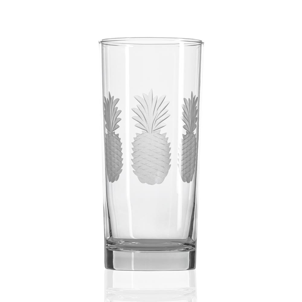 Fresh Pineapple 15oz Highball Glass Set of 2 - Tropical Cocktail Glasses for Summer Drinks, Iced Tea, and Poolside Sipping