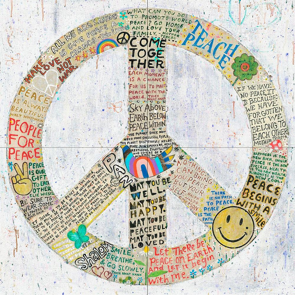 Choose Peace White Gallery Wrap Art Print Panels 72x72 by Sugarboo Designs - Perfect for Living Room, Bedroom & Office Wall Decor