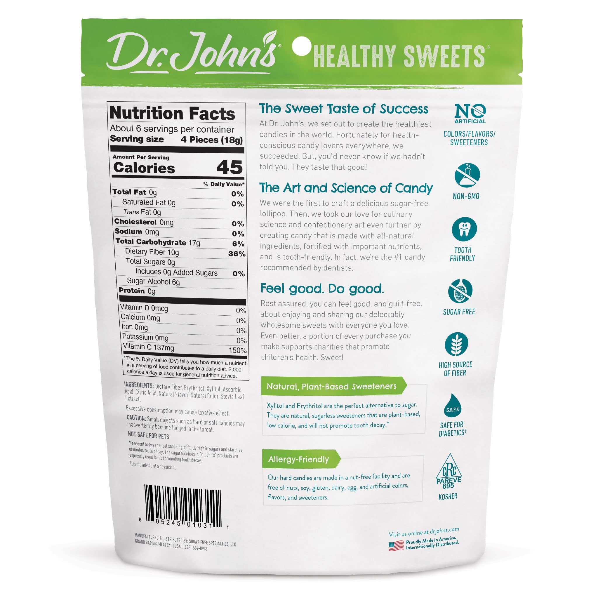 Dr. John’s Sugar Free Hard Candy - Zero Sugar, Low Calorie, Keto & Vegan Friendly, Gluten Free Guava Flavor (3.85 OZ) - Perfect for Diabetics, Weight Loss & Healthy Snacking at Home, Office or Travel