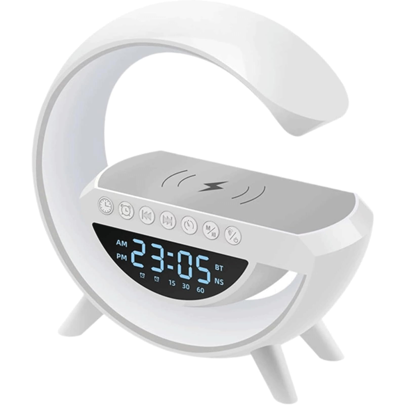 Wireless Ambient Night Light Speaker with Bass, LED Desk Alarm Clock & Multi-Color Bedside Lamp - Perfect for Bedroom, Nursery, Office & Relaxation