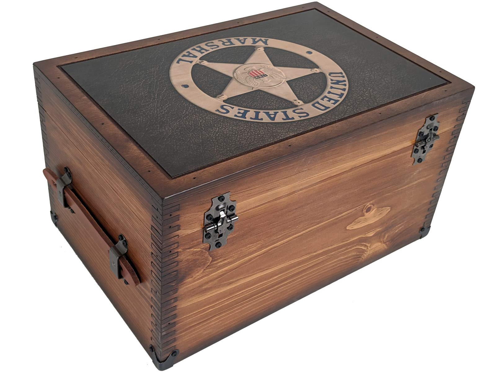 US Marshal Badge Keepsake Box - Premium Wooden Memory Box for Collectibles, Jewelry & Valuables - Perfect for Law Enforcement Memorabilia & Gift Giving