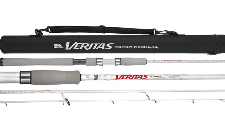 Abu Garcia Veritas V4 Travel Spin Fishing Rod - Lightweight 4-Piece Travel Rod for Bass, Trout & Saltwater Fishing - Perfect for Backpacking, Camping & Travel Adventures