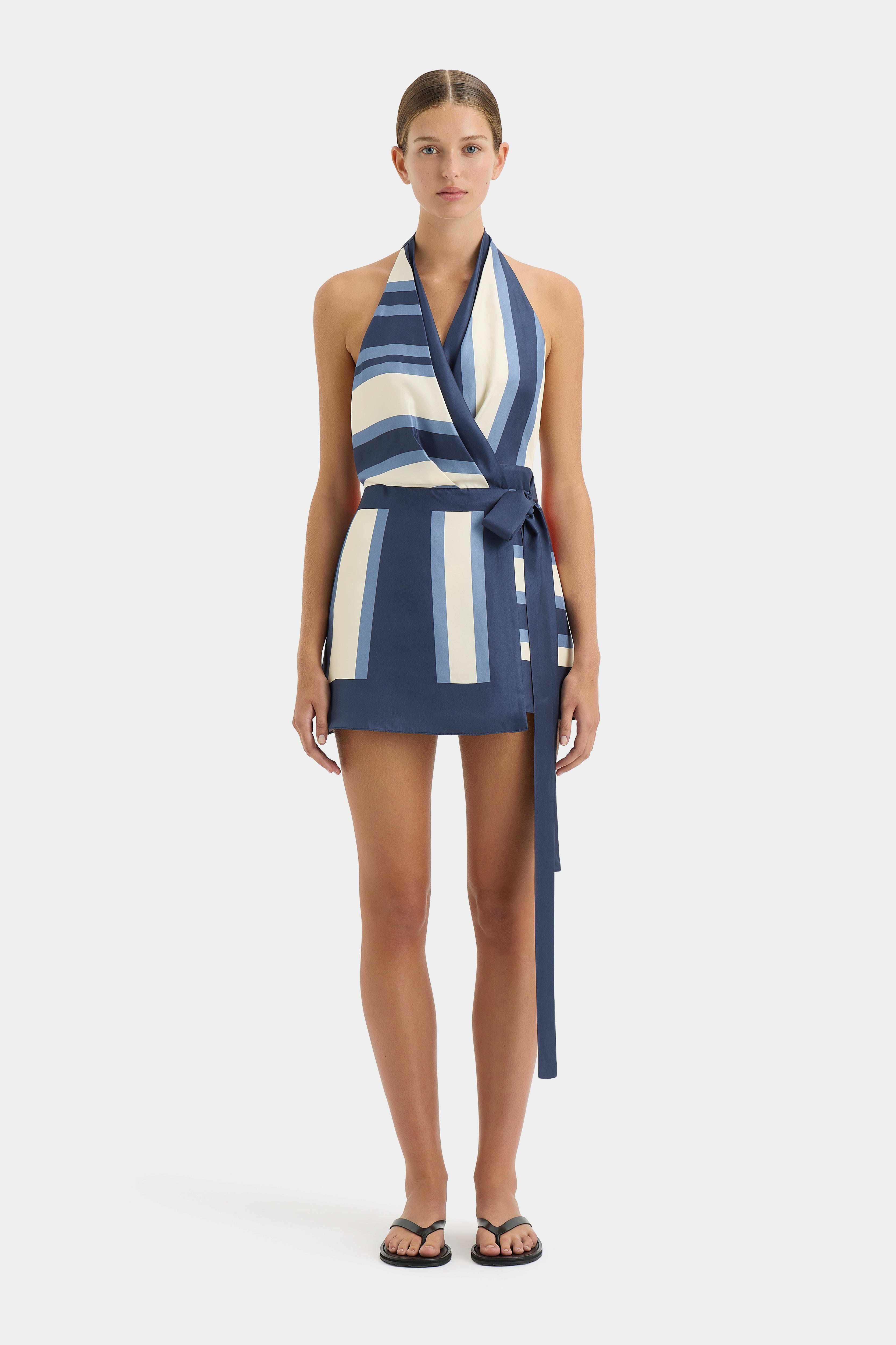 Sexy Dazed Wrap Halter Mini Dress for Women - Summer Beach Party, Club Night Out, Date Night Outfit