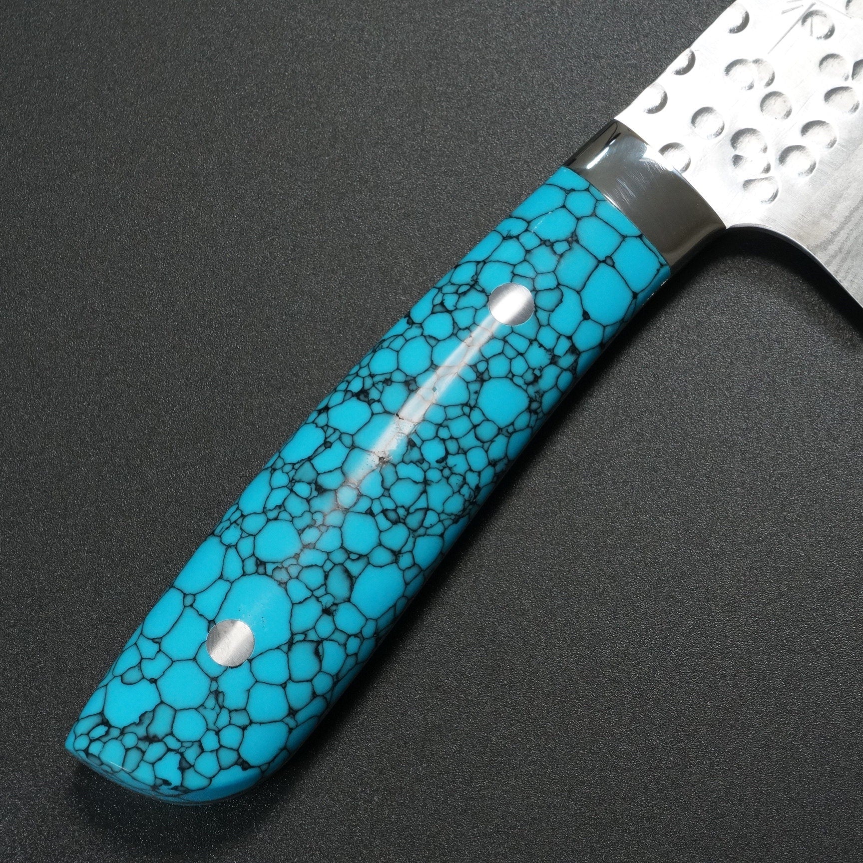 Saji Takeshi SRS13 Hammered Damascus Kiritsuke Gyuto 240mm Chef Knife - Blue Turquoise Handle - High Carbon Stainless Steel - Perfect for Sushi, Sashimi & Japanese Cuisine