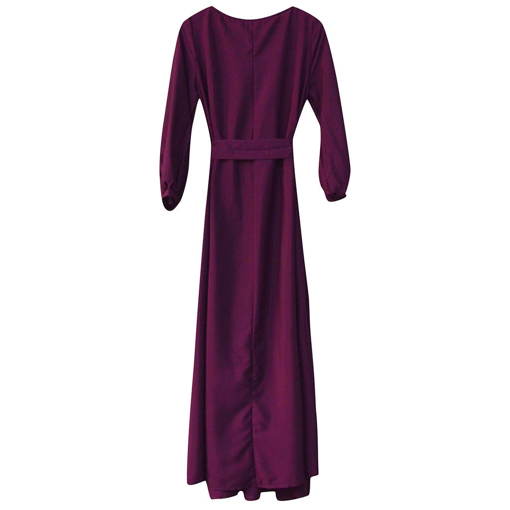 Women's Casual Party Dresses 2022 - Lantern Sleeve Solid Long Dress with Belt for Beach Vacation & Summer Outfits | Perfect for Weddings, Cocktail Parties & Date Nights